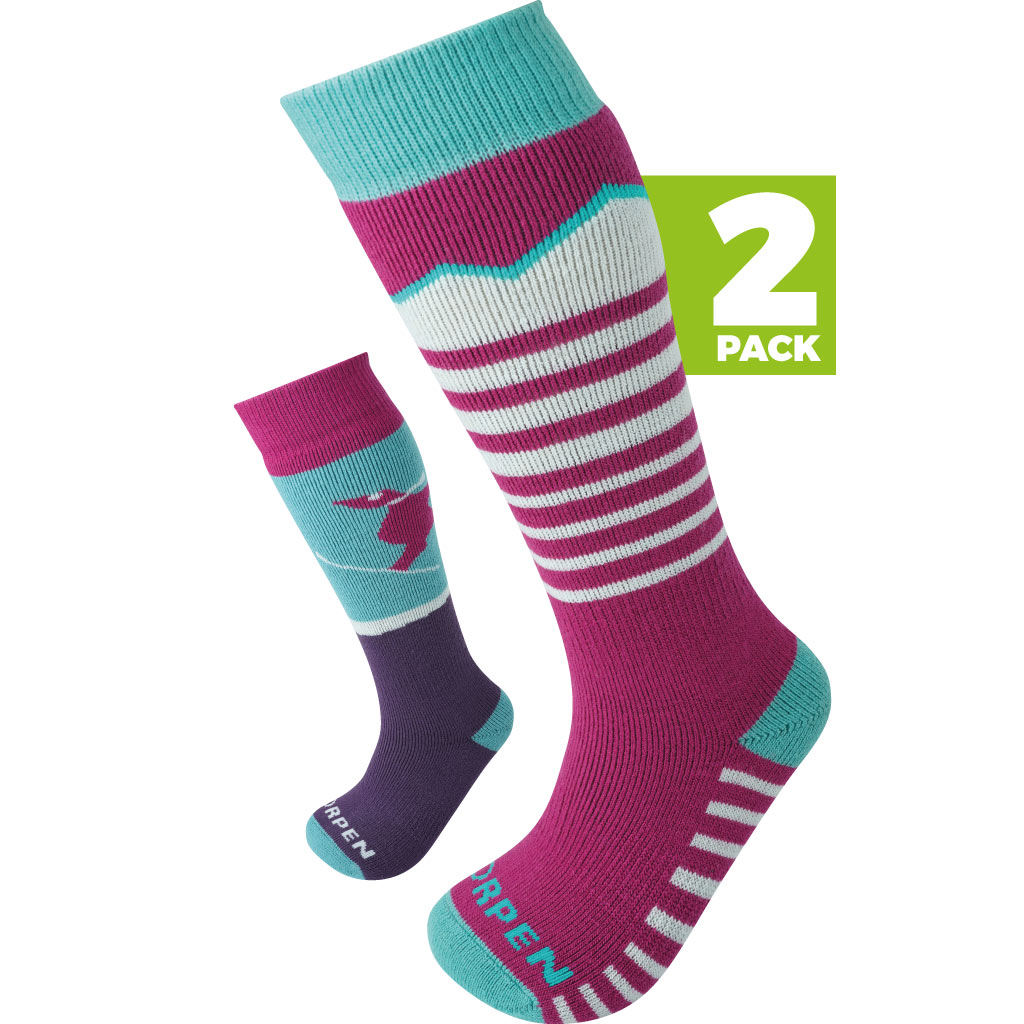 ARERWA Kids Ski Socks Thermal Knee High Premium- Soft, Durable, And Warm Snowboard Socks For Boys And Girls (3-12 Years) 2 Pairs, Dark Blue Light Gray, 7-12 Years - View #5